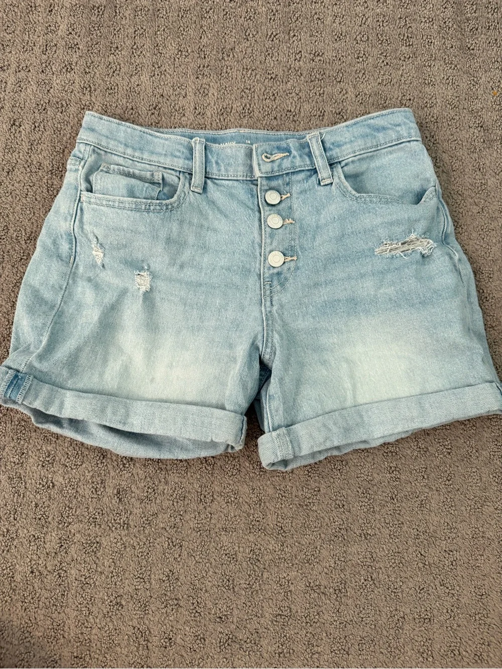 Old Navy Light Blue Denim Roll-Cuff Kids Shorts